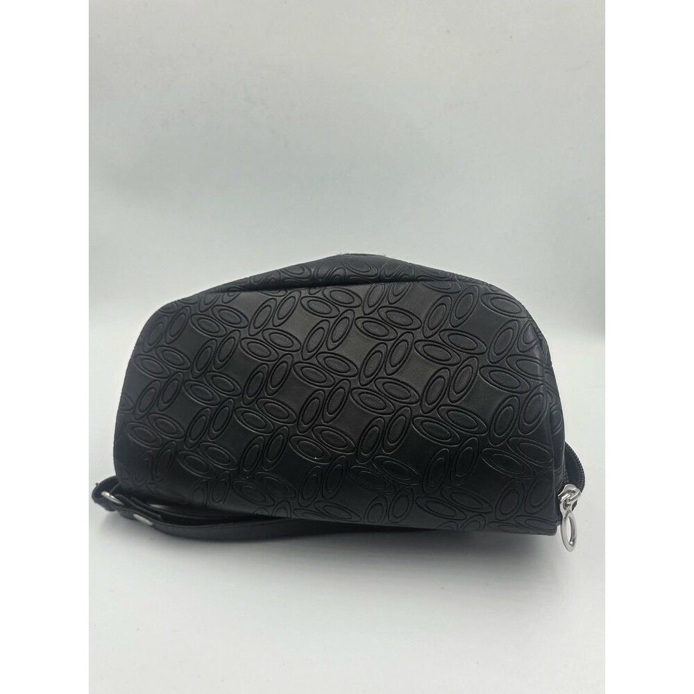 Oakley Sunglasses Case Black All Over Logo Zipper Soft Shell Leather Pouch